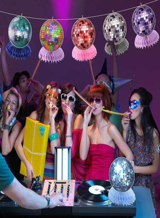 iPartyGo Disco Ball Honeycomb Centerpieces - 9 PCs Colorful 70s Disco Party Decorations Dancing Queen Disco Ball Table Centerpieces Retro Music Party Decor Disco Themed Prom Birthday Party Supplies - Image 4